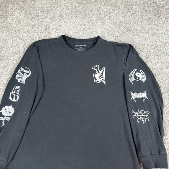 Volcom Shirt Mens Large Black White Long Sleeve Skater Skateboarding Casual - Picture 3 of 9